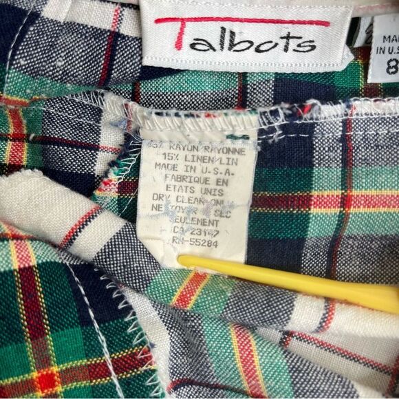 Vintage Talbots Plaid Linen Blend Bermuda Cuffed Shorts Women Size 8 Made in USA - Picture 9 of 14